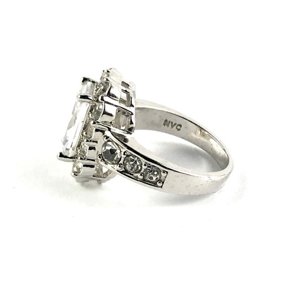 Cute Silver Tone NVC CZ Ring Size 7 - Picture 3 of 4